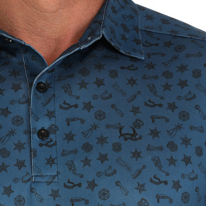 Cinch Mens Arena Flex Blue Polo