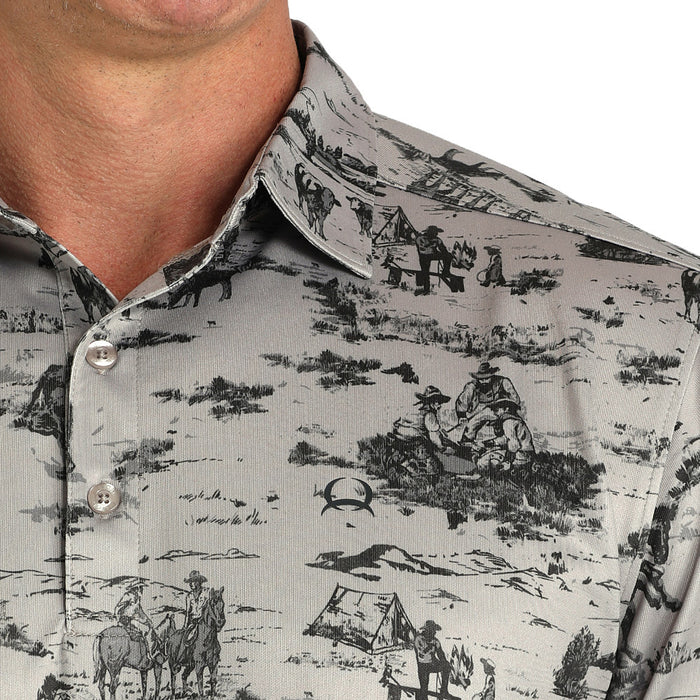 Cinch Men's Grey Western Scene Polo