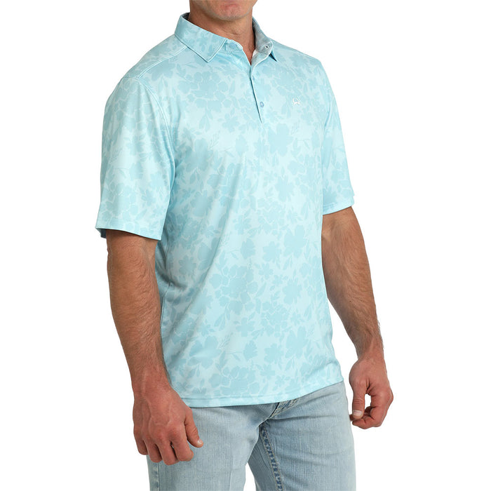 Cinch Men's Light Blue Floral Polo