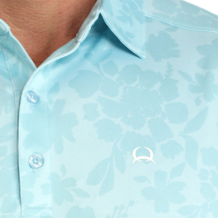 Cinch Men's Light Blue Floral Polo