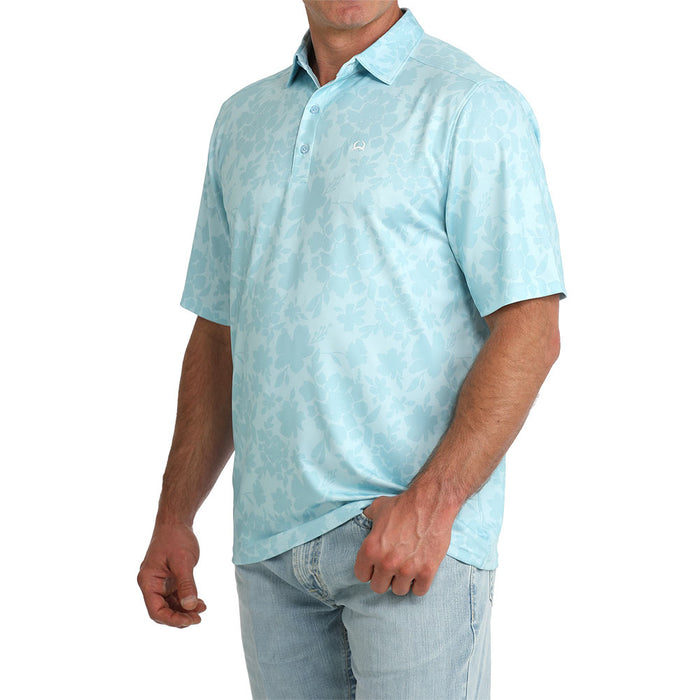 Cinch Men's Light Blue Floral Polo