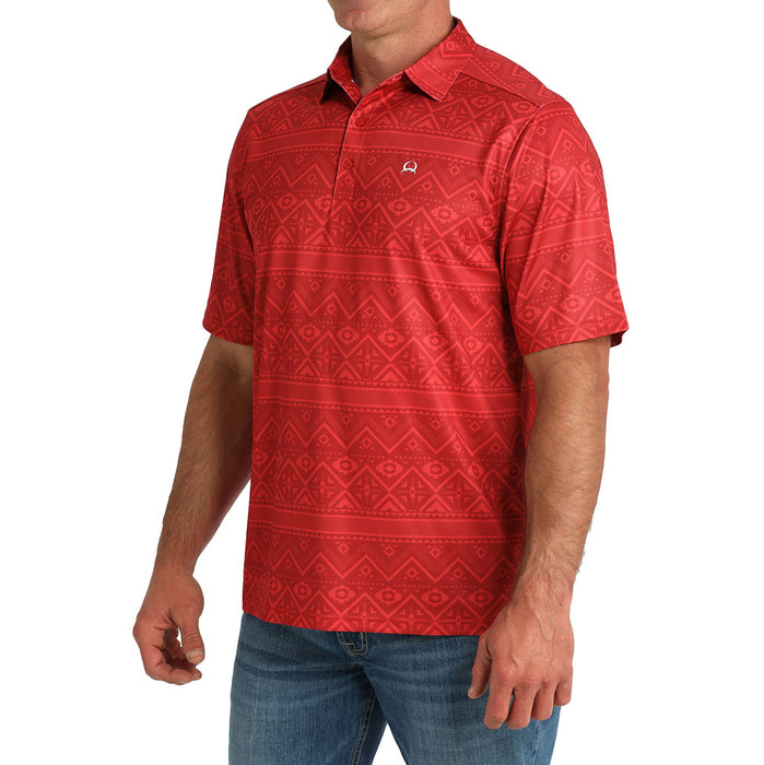 Cinch Men's Red Aztec Print Polo