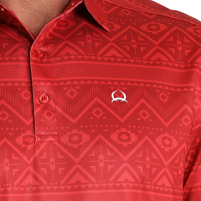 Cinch Men's Red Aztec Print Polo