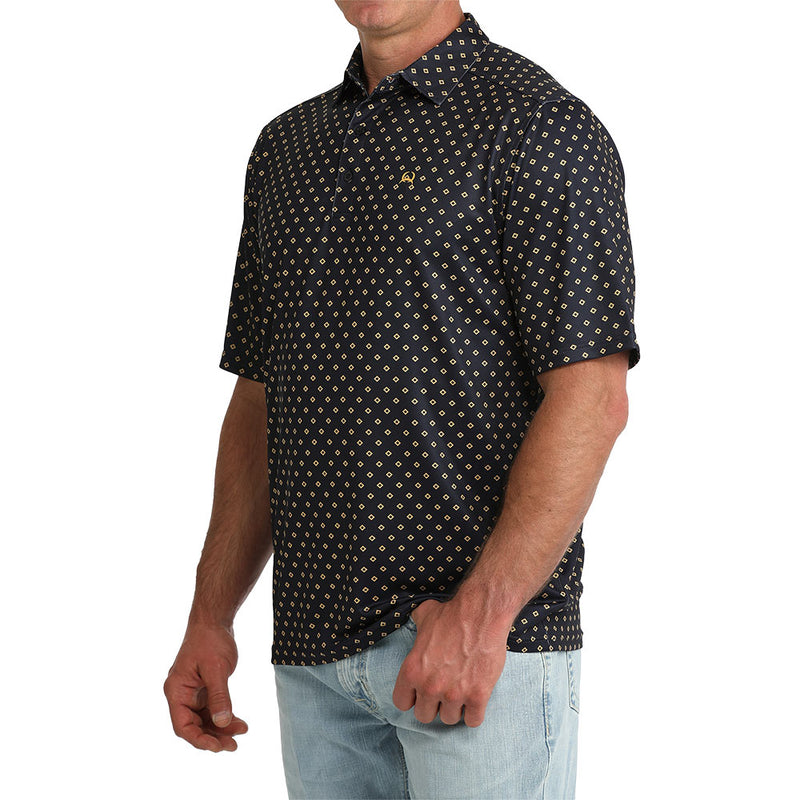 Cinch Men's Navy Diamond Print Polo