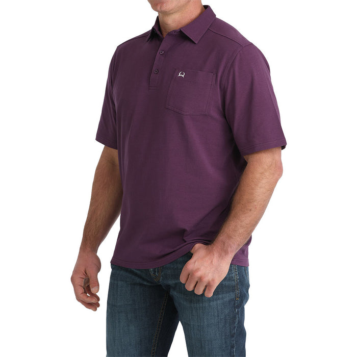 Cinch Men's Purple Print Short Sleeve ArenaFlex Polo