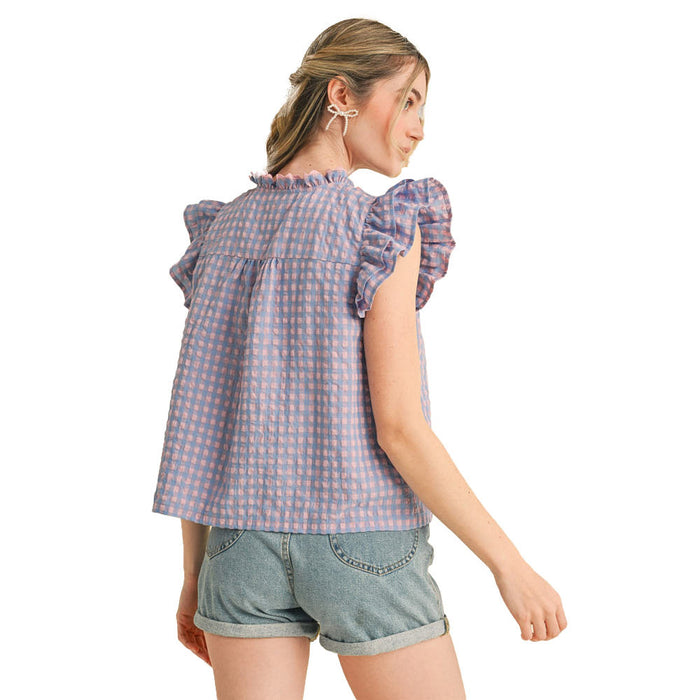 En Merci En Wom Pink Blue Gingham Top
