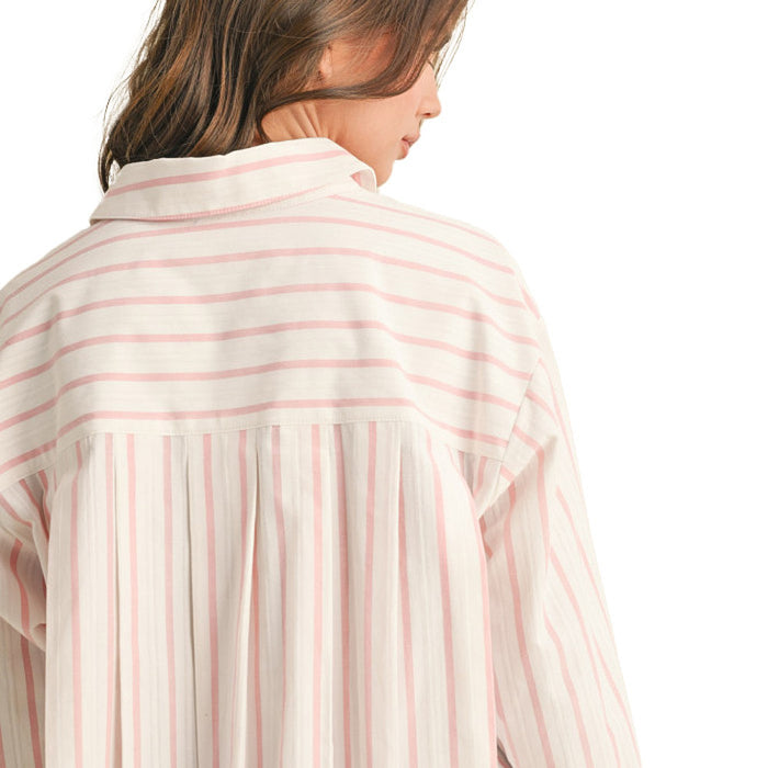 En Merci Wom Ivory & Pink Stripe Boxy Top