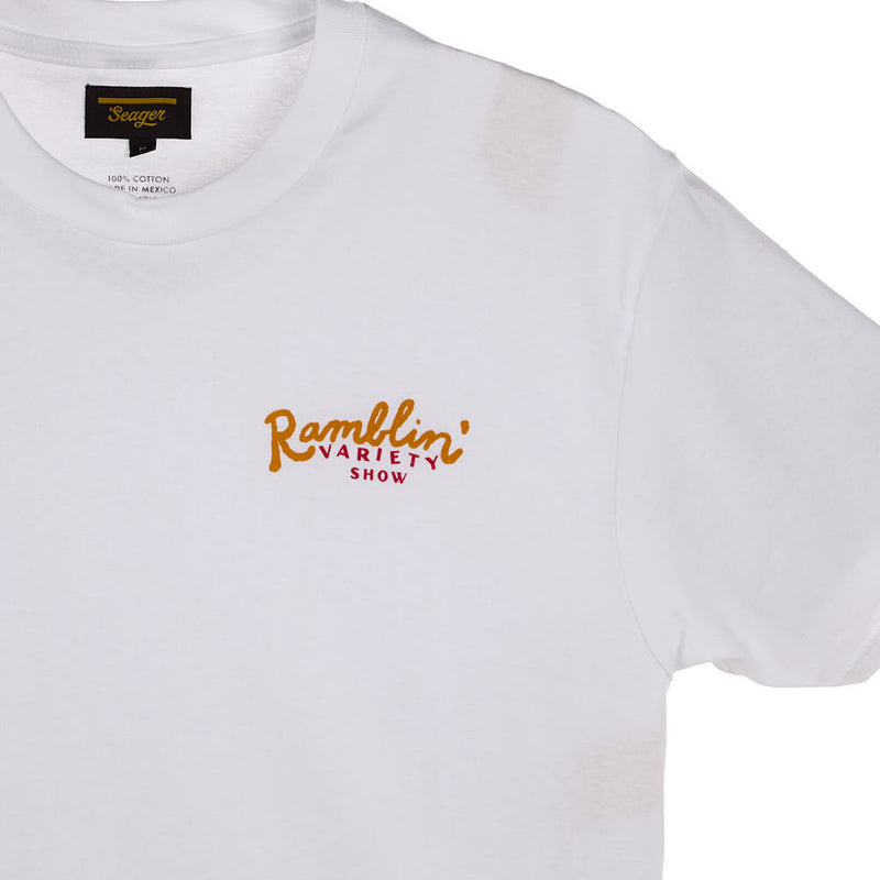 Seager Inc Men's Ramblin Variety Show White Tee