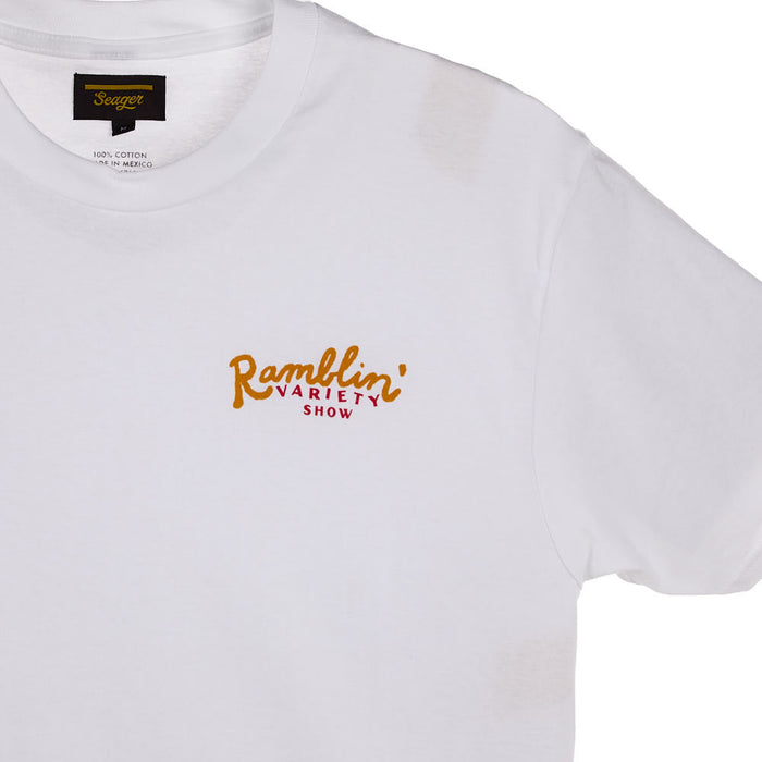 Seager Inc Men's Ramblin Variety Show White Tee