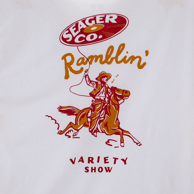 Seager Inc Men's Ramblin Variety Show White Tee