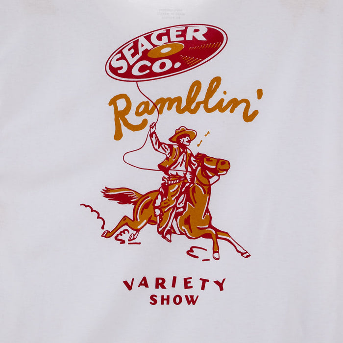 Seager Inc Men's Ramblin Variety Show White Tee