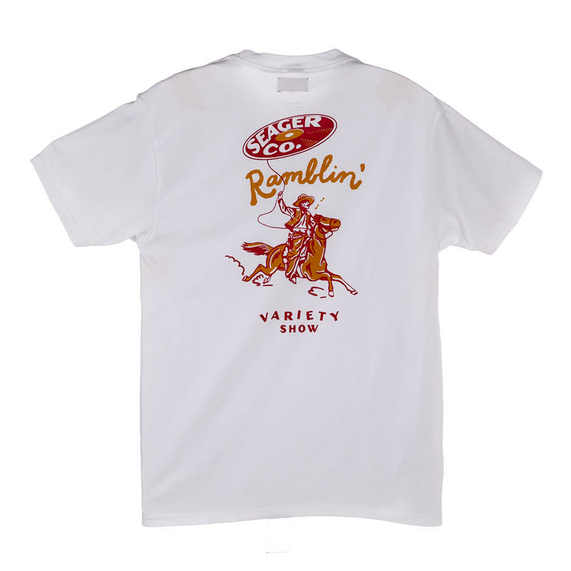 Seager Inc Men's Ramblin Variety Show White Tee