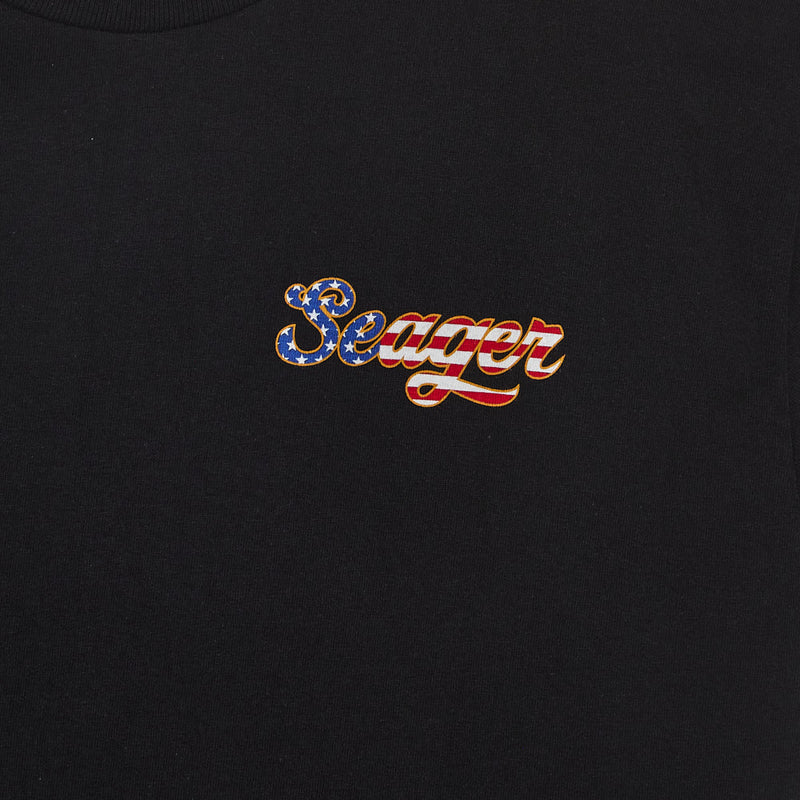 Seager Inc Men's USA Russ Vintage Black Tee Shirt