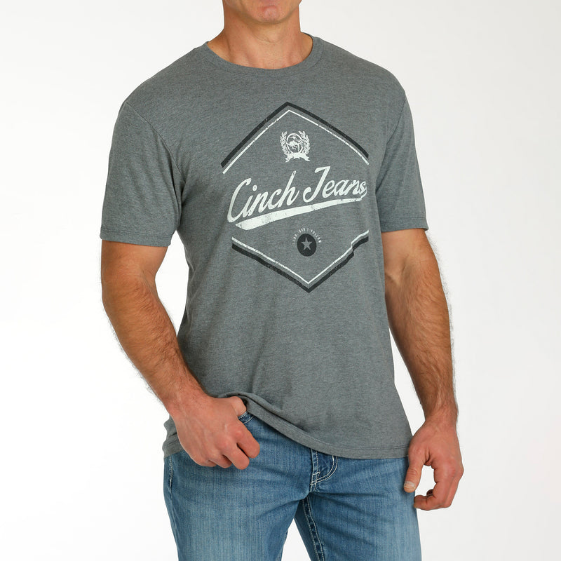 Cinch Men's Grey ase Logo T-Shirt