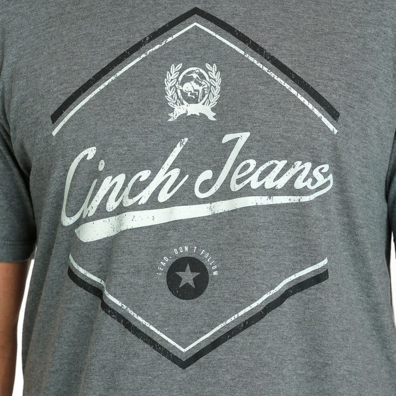 Cinch Men's Grey ase Logo T-Shirt