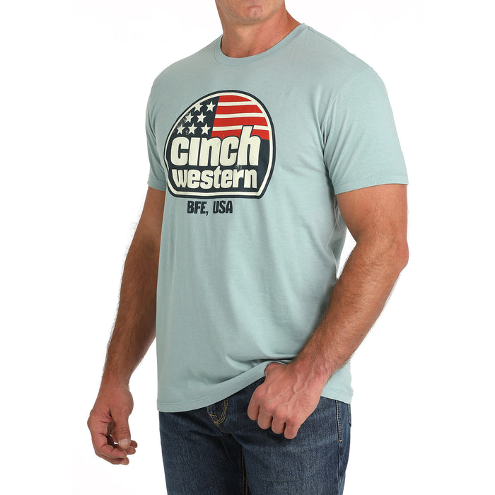 Cinch Men's Green American Flag Tee