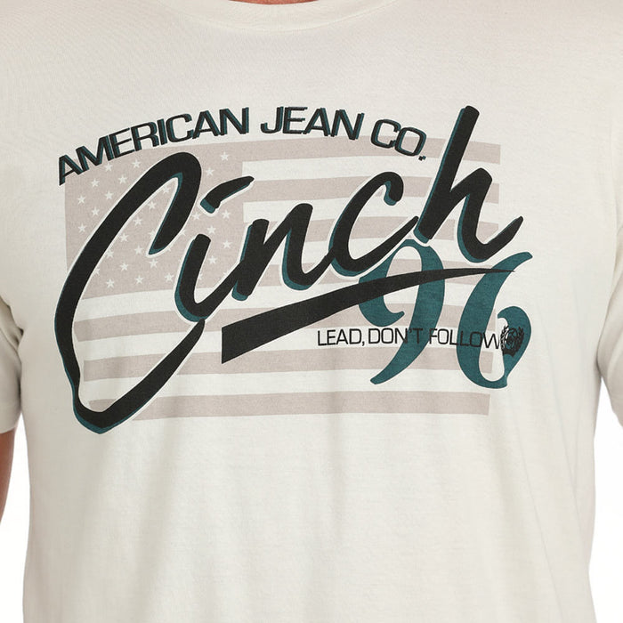 Cinch Mens American Jean Cream Short Sleeve T-Shirt