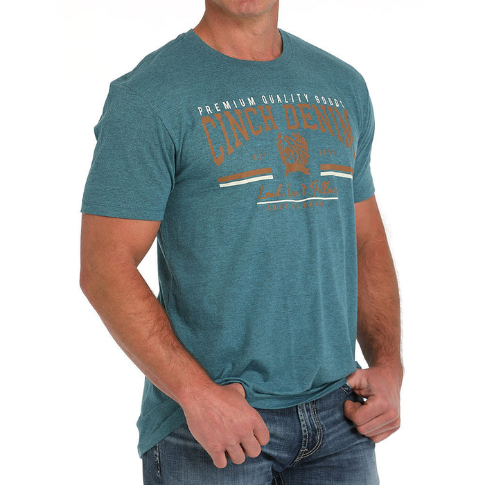 Cinch Mens Teal Logo Short Sleeve T-Shirt