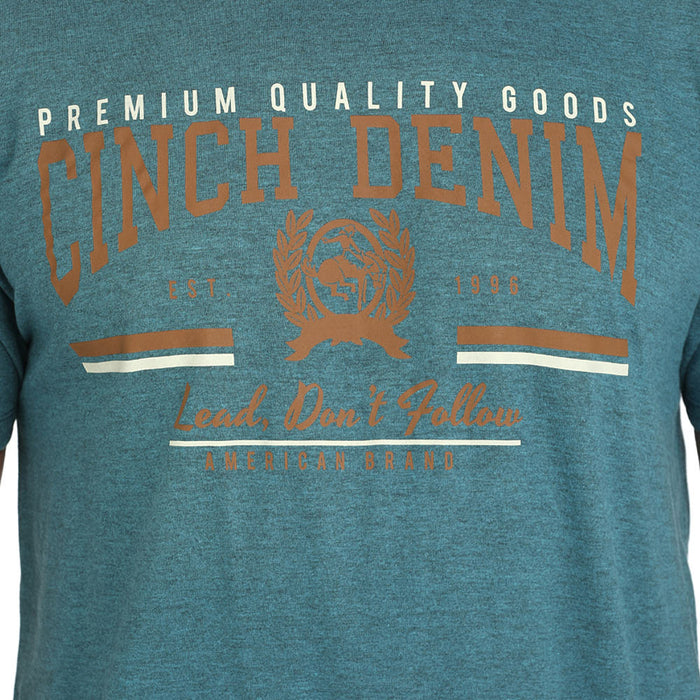 Cinch Mens Teal Logo Short Sleeve T-Shirt