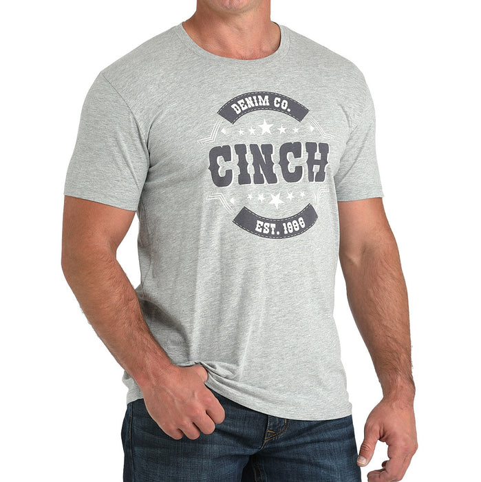 Cinch Men's Grey Denim Co Logo Tee Shirt