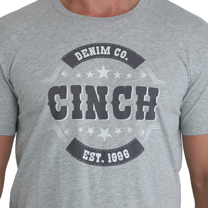 Cinch Men's Grey Denim Co Logo Tee Shirt