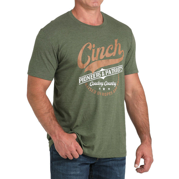 Cinch Men's Pioneers and Patriots Olive Tee Shirt