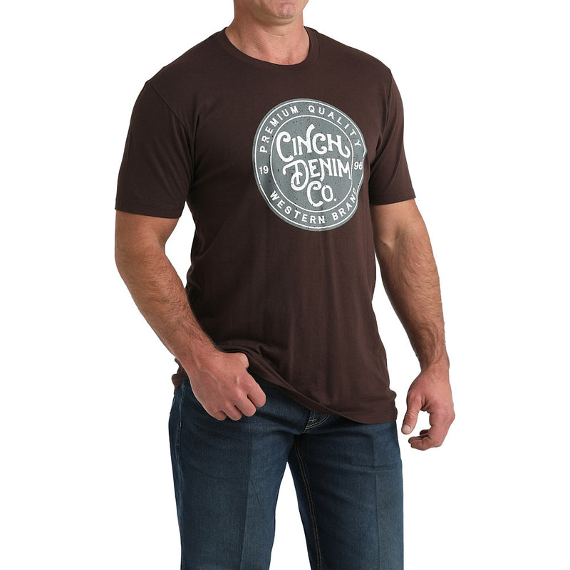 Cinch Men's Brown Round Logo Tee Shirt