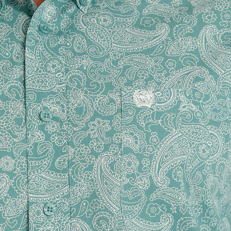 Cinch Mens Classic Fit Turq Button Shirt
