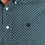 Cinch Men's Teal Printed Long Sleeve Button Down