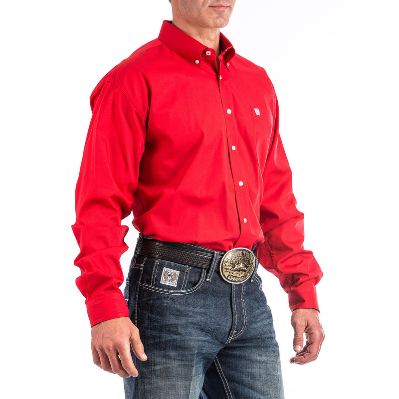 Cinch Men's Red Pinpoint Oxford Button Down Shirt