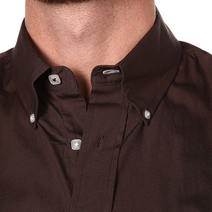 Cinch Men's Brown Pinpoint Oxford Long Sleeve Shirt
