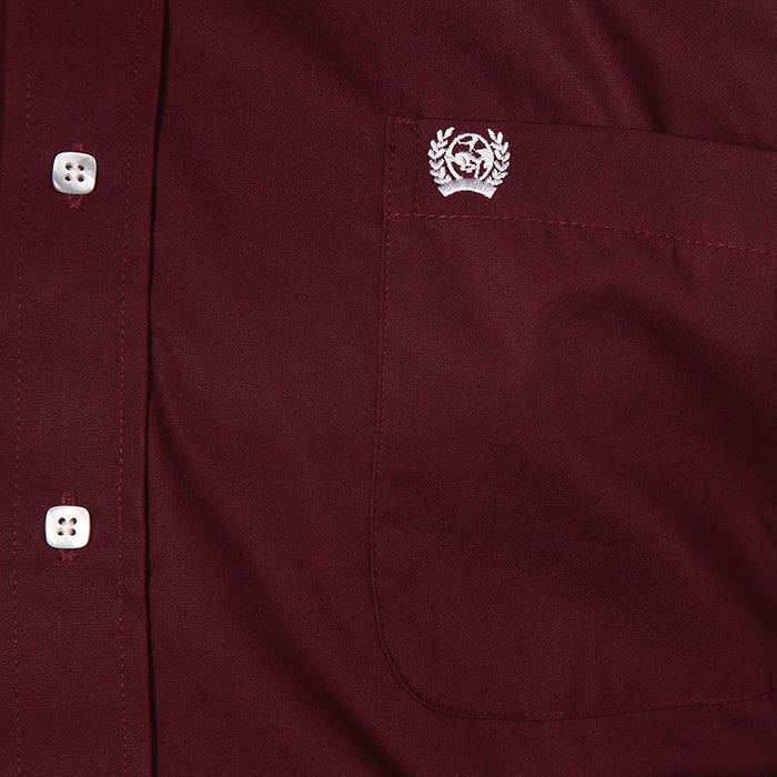 Cinch Men's Burgundy Pinpoint Oxford Long Sleeve Shirt-3X