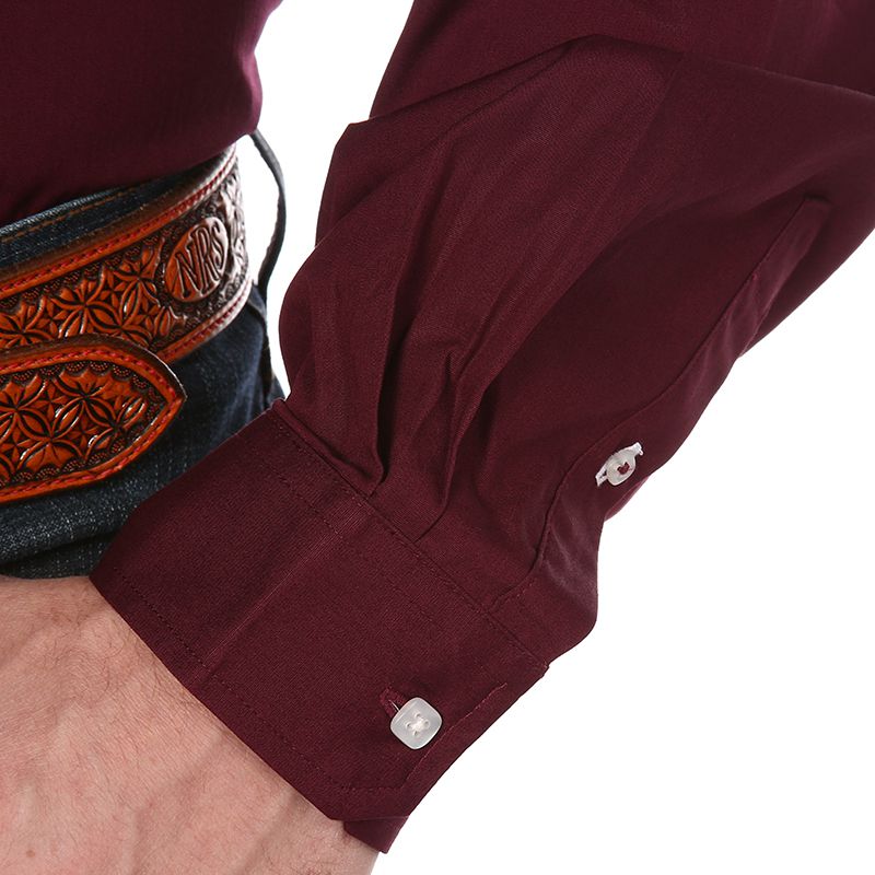 Cinch Men's Burgundy Pinpoint Oxford Long Sleeve Shirt-3X