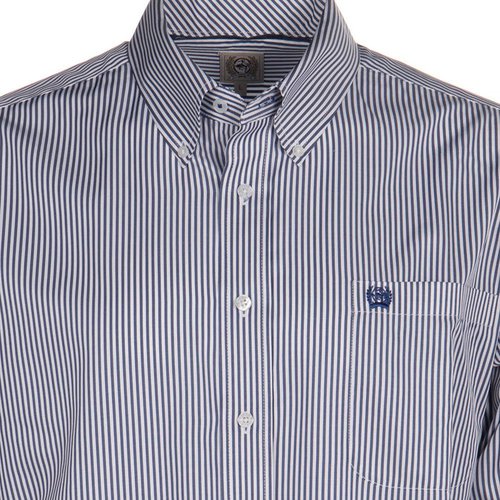 Cinch Mens Long Sleeve Royal Blue Classic Fit Striped