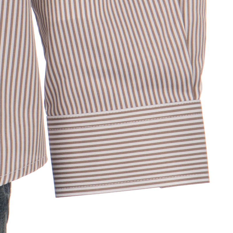Cinch Long Sleeve Khaki Classic Fit Striped Button Down