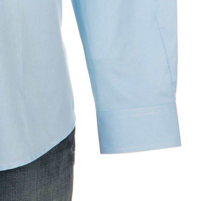 Cinch Mens Light Blue Tencel Stripe Button Shirt