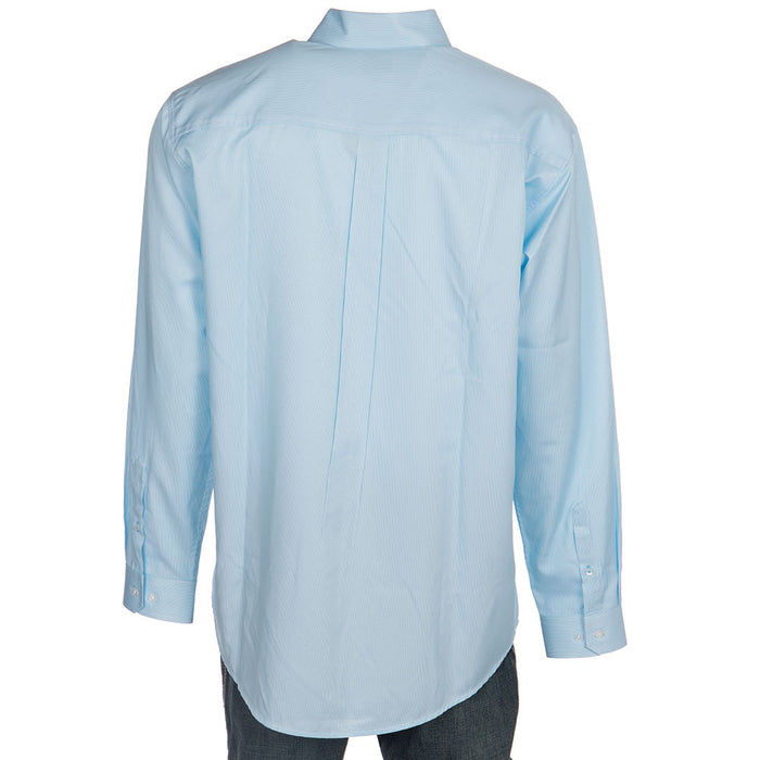 Cinch Mens Light Blue Tencel Stripe Button Shirt