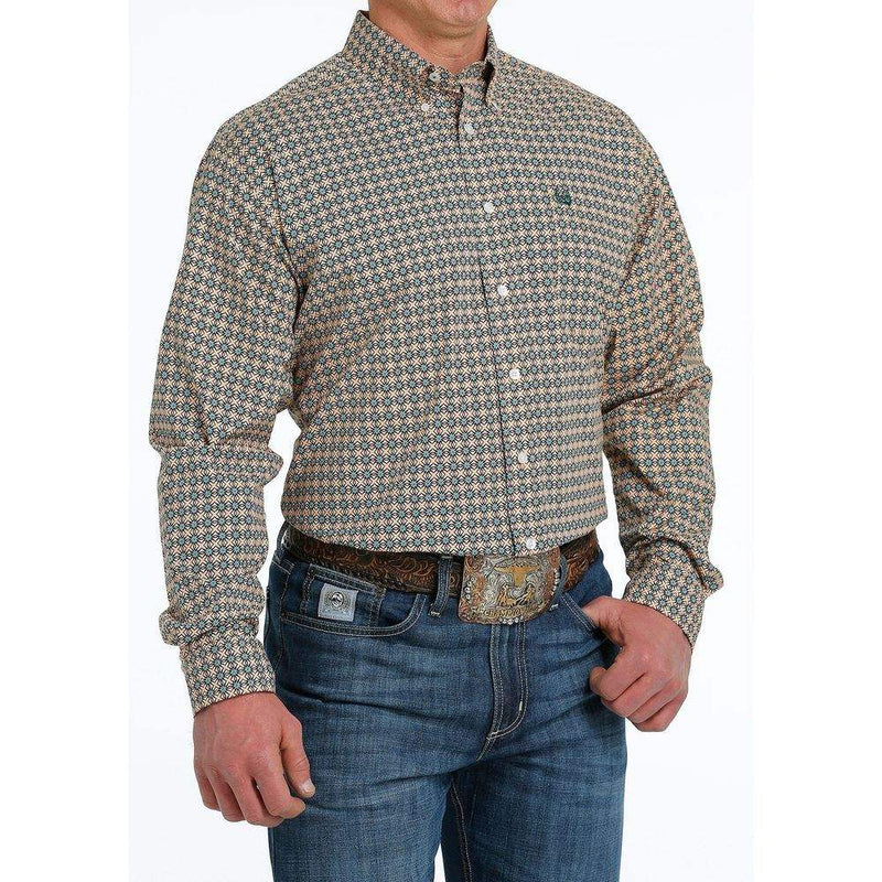 Cinch Men's Stretch Medallion Print Button Down Shirt