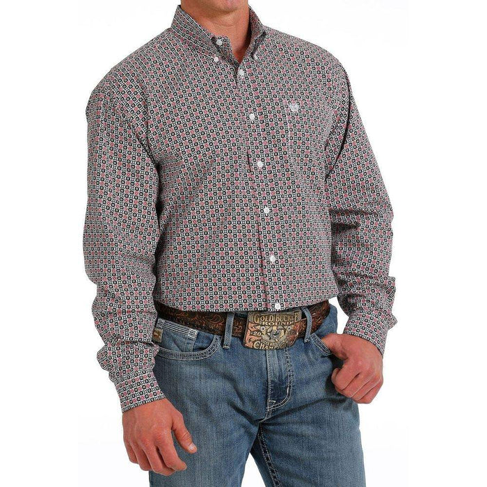 Cinch Mens Red Black Print Shirt