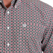Cinch Mens Red Black Print Shirt