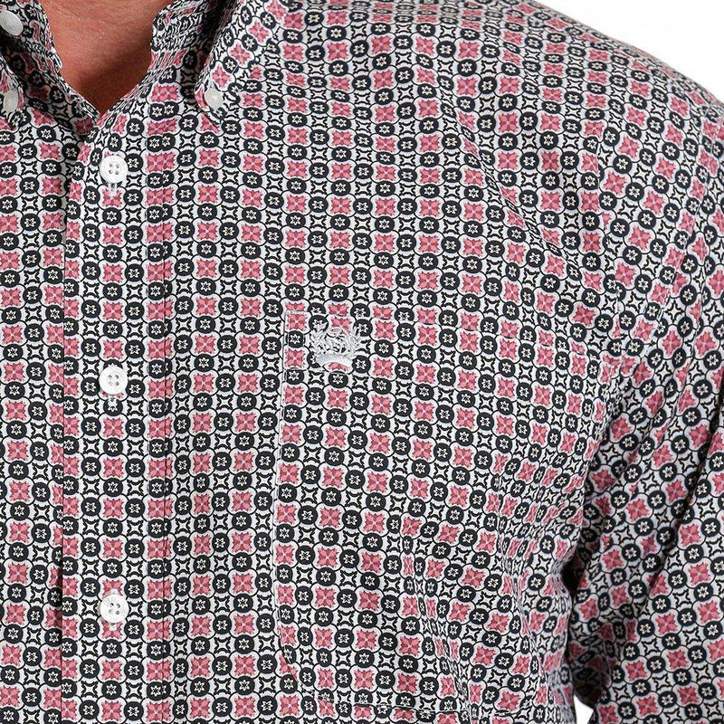 Cinch Mens Red Black Print Shirt