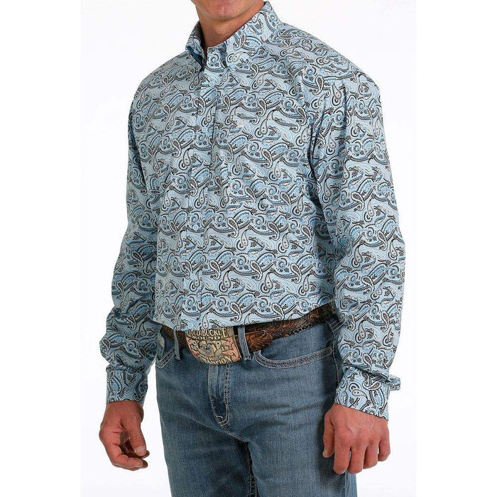 Cinch Mens Blue Paisley Print Shirt