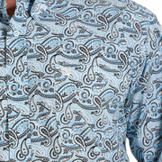 Cinch Mens Blue Paisley Print Shirt