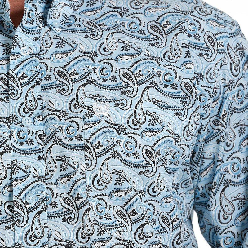 Cinch Mens Blue Paisley Print Shirt