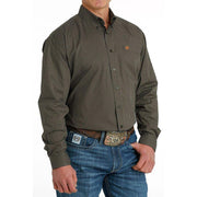 Cinch Mens Olive Print Button Down Shirt