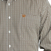 Cinch Men's White Print Button Down Shirt