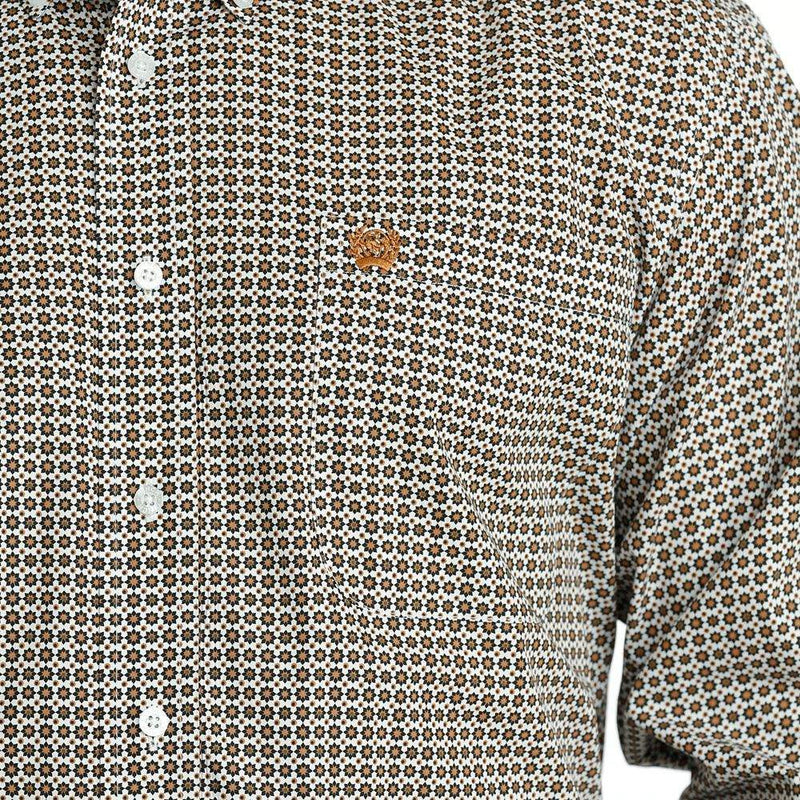 Cinch Men's White Print Button Down Shirt