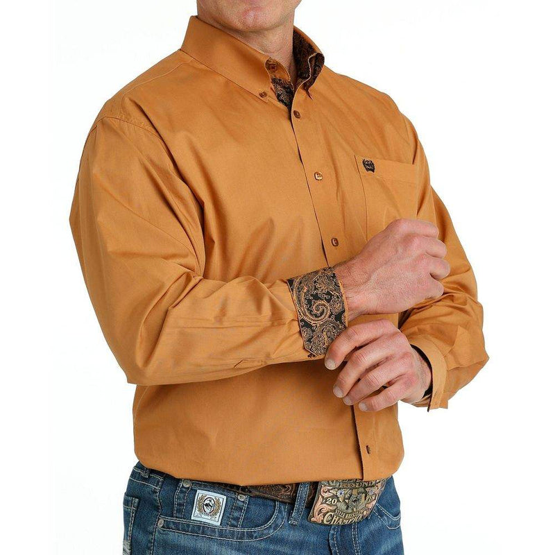 Cinch Men's Gold Solid Button Down Shirt