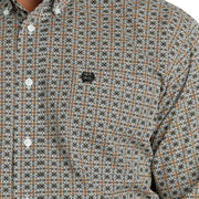 Cinch Men's White Print Button Down Shirt