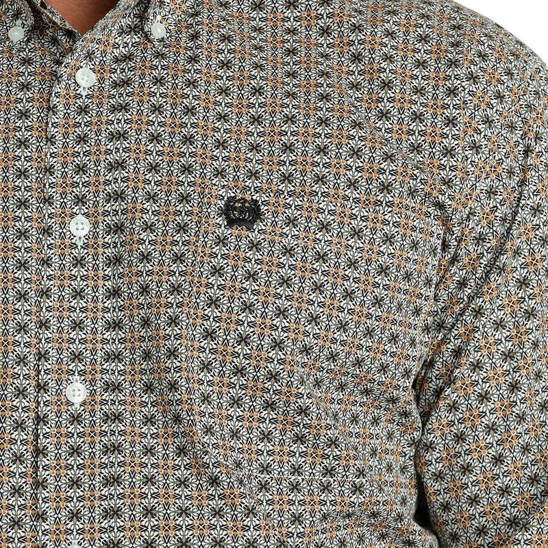 Cinch Men's White Print Button Down Shirt